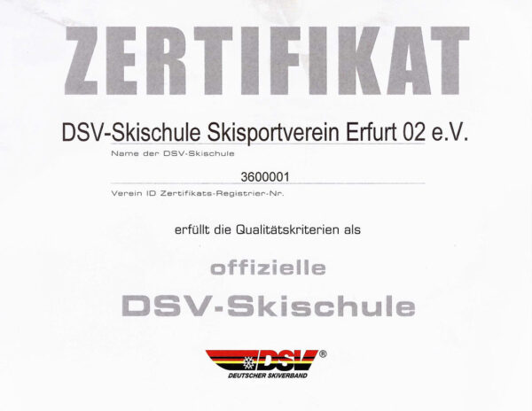 Lizenzierung unserer Skischule durch den DSV